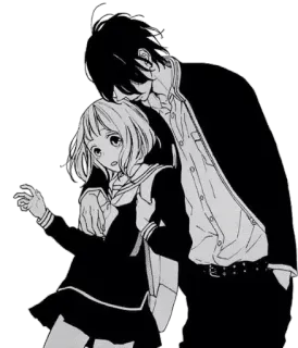 🥰 anime, couple, school uniform, manga, relationship, love telegram sticker