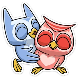 💑 owl, birds, animal, cartoon, cute, sticker, love, friendship telegram sticker