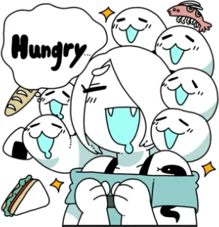 🤤 Hungry hungry, food, cute, cartoon, drooling, sandwich, bread telegram sticker
