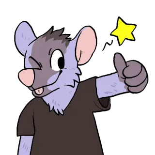 👍 rata, pulgar arriba, dibujos animados, animal, lindo, positivo whatsapp sticker