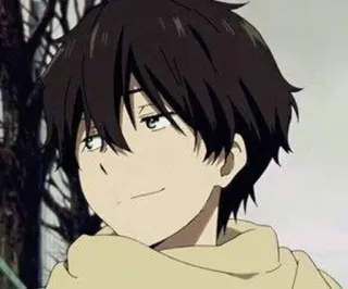 ☁ Oreki Houtarou Hyouka Anime, Personaje, Chico, Ficción, pelo castaño, joven whatsapp sticker