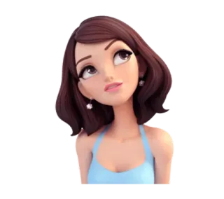 🙄 mujer, dibujo animado, chica, ilustración, personaje, belleza, pensativa, ensoñación telegram sticker