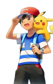 💙 Ash Ketchum Pokemon Ash Ketchum, Pokémon, Pikachu, Anime, Cartoon, Freundschaft whatsapp sticker