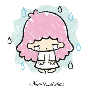 💫 Sad triste, llorando, lluvia, personaje, emocional telegram sticker