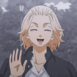 👋 Manjiro Sano Tokyo Revengers Anime, Personnage, Sourire, Signe de la main, Cheveux blonds, Tokyo Revengers, Manjiro Sano, Mikey telegram sticker