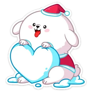 😛 собака, рождество, снег, сердце, зима, милый whatsapp sticker