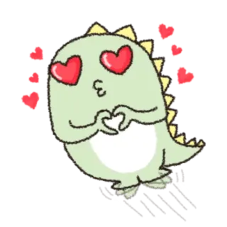 🎋 dinosaure, dessin animé, amour, coeur, mignon, animal, autocollant telegram sticker