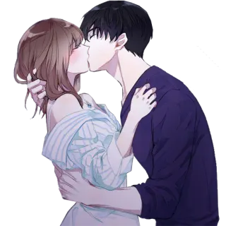 ❤️ beijo, amor, casal, romance, afeição, anime, mangá whatsapp sticker