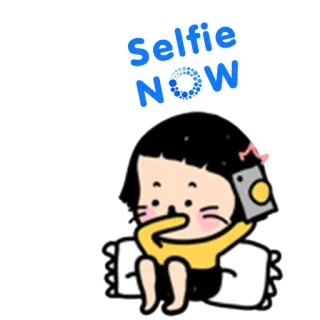 😃 Selfie NOW 自撮り, 漫画, 女の子, カメラ, 写真撮影 telegram sticker