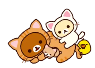 😺 การ์ตูน, สัตว์, น่ารัก, แมว, เป็ด, ริลัคคุมะ telegram sticker