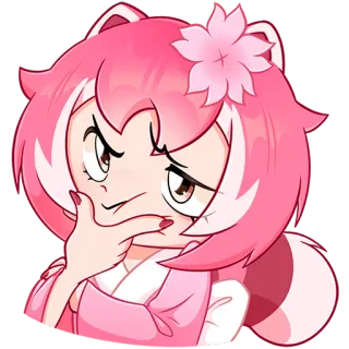 🤔 anime girl, cartoon, pink hair, cute, kawaii, expression telegram sticker
