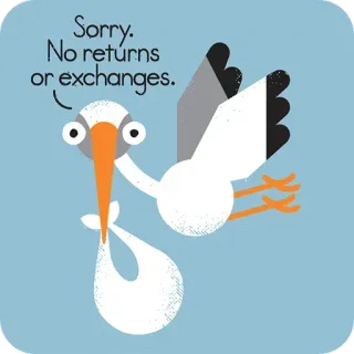 🤔 Sorry. No returns or exchanges. Аист, Ребенок, Доставка, Без возврата, Обмен, Новорожденный telegram sticker