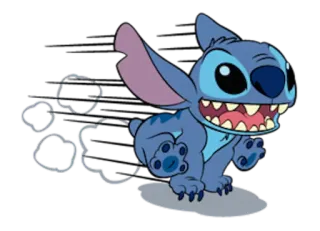 🏃 Stitch Lilo & Stitch Стич, Лило и Стич, Дисней, мультфильм, персонаж, синий, счастливый whatsapp sticker