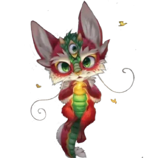 😁 สัตว์, แฟนตาซี, สัตว์, มังกร, แมว, สุนัขจิ้งจอก, สติกเกอร์ telegram sticker