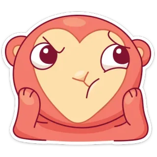 😒 원숭이, 귀여운, 만화, 스티커, 화난, 표정 telegram sticker