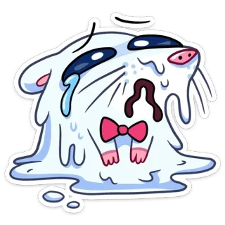 😭 Kreskówka, Zwierzę, Słodkie, Blob, Płaczący, Kokarda, Postać, Naklejka telegram sticker