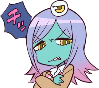 😒 チッ Аниме, Девушка, Милая, Злая, Раздраженная, Персонаж telegram sticker