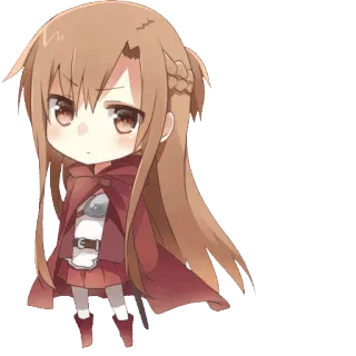 😠 Asuna Yuuki Sword Art Online Аниме, Чиби, Асуна, Sword Art Online, женский, Манга, милый telegram sticker