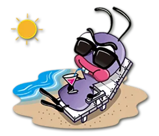 🌴 dibujo animado, bicho, gafas de sol, playa, cóctel, verano, relajación telegram sticker