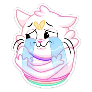 😭 плачущий кот, грустный, эмоциональный, мультяшный кот, разбитое сердце, радуга telegram sticker