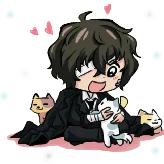✨ Anime, Chibi, Lindo, Gatos, Dibujos animados, Personaje, Fanart telegram sticker