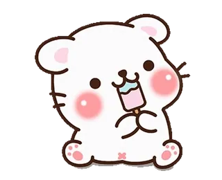 🍦 น่ารัก, หมี, คาวาอิ, การ์ตูน, สัตว์, ไอติม, มีความสุข telegram sticker