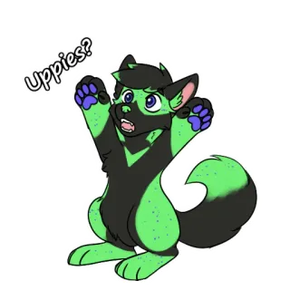 🤗 Uppies? furry, wolf, canine, cute, green, uplift, request, cartoon telegram sticker
