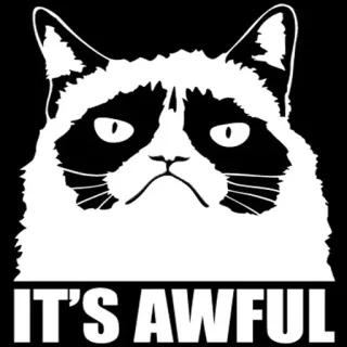 💩 Grumpy Cat IT'S AWFUL gato, gruñón, meme, divertido, humor, horrible whatsapp sticker