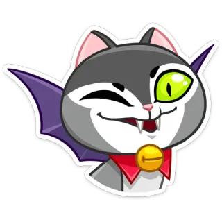 😉 Katze, Vampir, Halloween, Cartoon, süß, Tier, Aufkleber telegram sticker