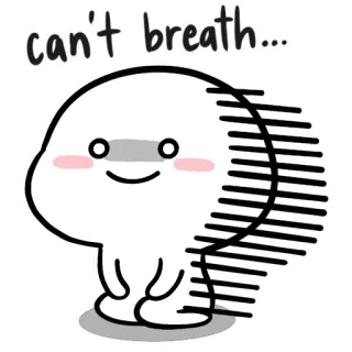😒 can't breath... cartoon, sad, character, breath, line, blob telegram sticker