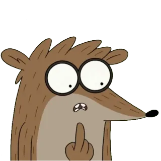 🤔 Rigby Regular Show cartone animato, dito medio, gesto, offensivo, arrabbiato telegram sticker