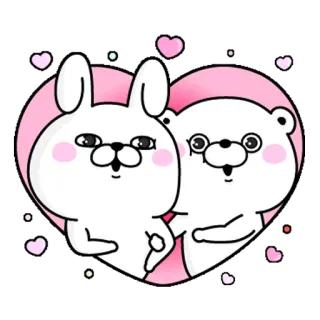 ❤️ ウサギ, クマ, 愛, ハート, 可愛い, カワイイ telegram sticker