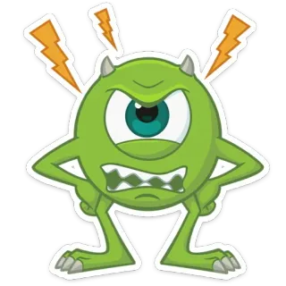⚡️ Mike Wazowski Monsters, Inc. monster, angry, cartoon, funny, character, animation, disney telegram sticker