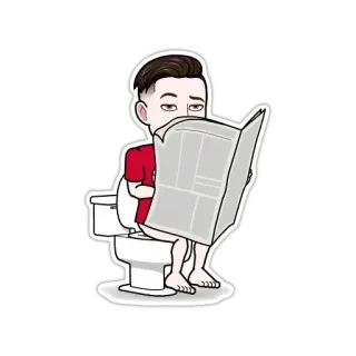 💩 toilette, lettura, giornale, cartone animato, seduto, bagno telegram sticker