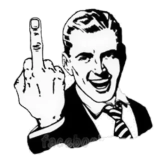 🖕 middle finger, offensive, gesture, cartoon, man, suit telegram sticker