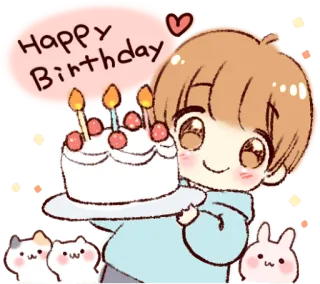 🎂 Happy Birthday anniversaire, gâteau, mignon, fête, dessin animé telegram sticker
