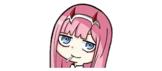 🤤 Zero Two Darling in the Franxx Anime, Pinke Haare, Dämon, Kawaii telegram sticker