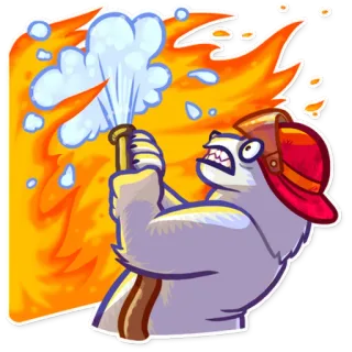 🔥 bombero, dibujos animados, fuego, manguera, animal, oso, agua whatsapp sticker