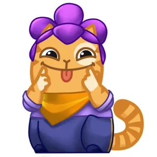 😊 cat, cartoon, sticker, funny, animal, purple, orange telegram sticker