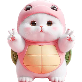 ✌️ chat, tortue, mignon, animal, kawaii, sticker whatsapp sticker