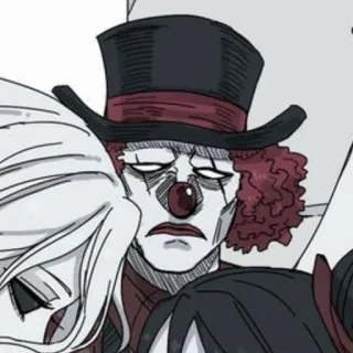 ☔️ clown, anime, sad, top hat, makeup telegram sticker