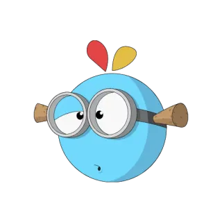 😕 Cartone animato, Personaggio, Blu, Occhiali, Rotondo telegram sticker