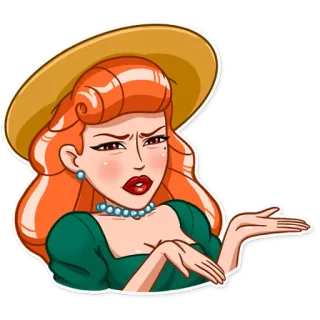 😑 женщина, мультфильм, выражение, жест, неодобрение, винтаж whatsapp sticker