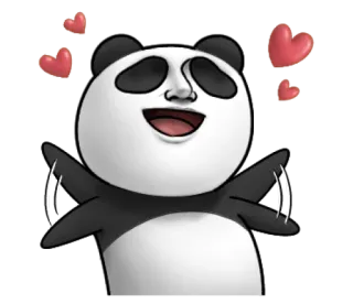 🥰 Panda, Miłość, Szczęśliwy, Kreskówka, Słodki, Animowany telegram sticker