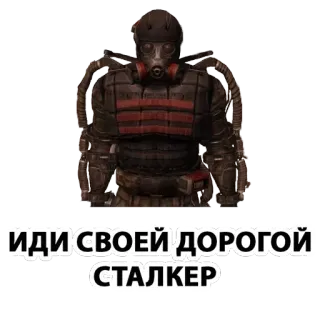 😒 ИДИ СВОЕЙ ДОРОГОЙ Stalker, Maschera antigas, Apocalisse, Post apocalisse telegram sticker