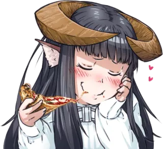 🍕 アニメ, ピザ, 女の子, 可愛い, 悪魔, 角 telegram sticker
