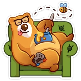 ☺️ 곰, 꿀, 만화, 벌, 게이머, 동물 telegram sticker