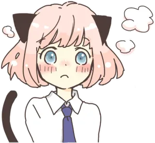 😳 Anime, Orelhas de gato, Desenho animado, Garota, Kawaii, Fofo, Chibi telegram sticker