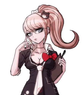 💎 Junko Enoshima Danganronpa Anime, Postać, Dziewczyna, Różowe włosy, Mundur szkolny, Słodka, Junko Enoshima telegram sticker