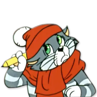 🤔 cat, cartoon, animal, pencil, cute whatsapp sticker